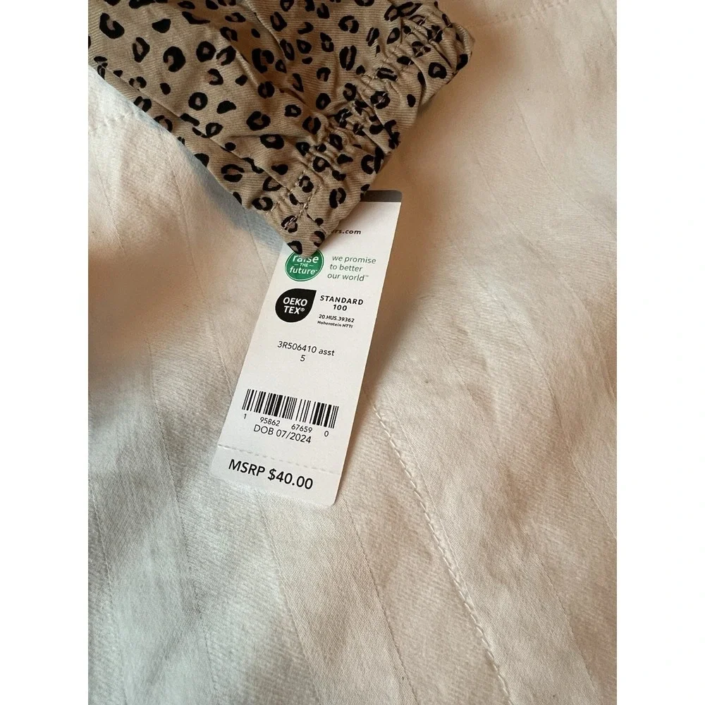 Carter's Girls' 2-Piece Top and Legging Set Animal Print Bow Black Sz 5 NWT